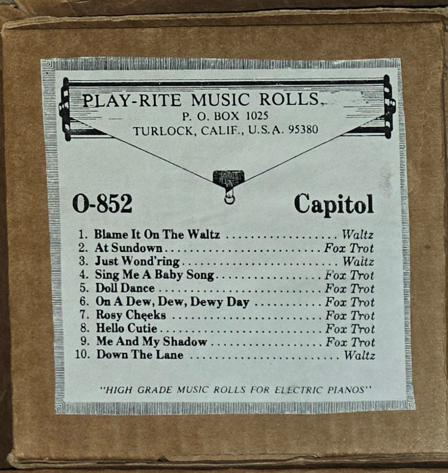 O-Roll O-852 Recut Nickelodeon Orchestrion Roll Fox Trots Capitol
