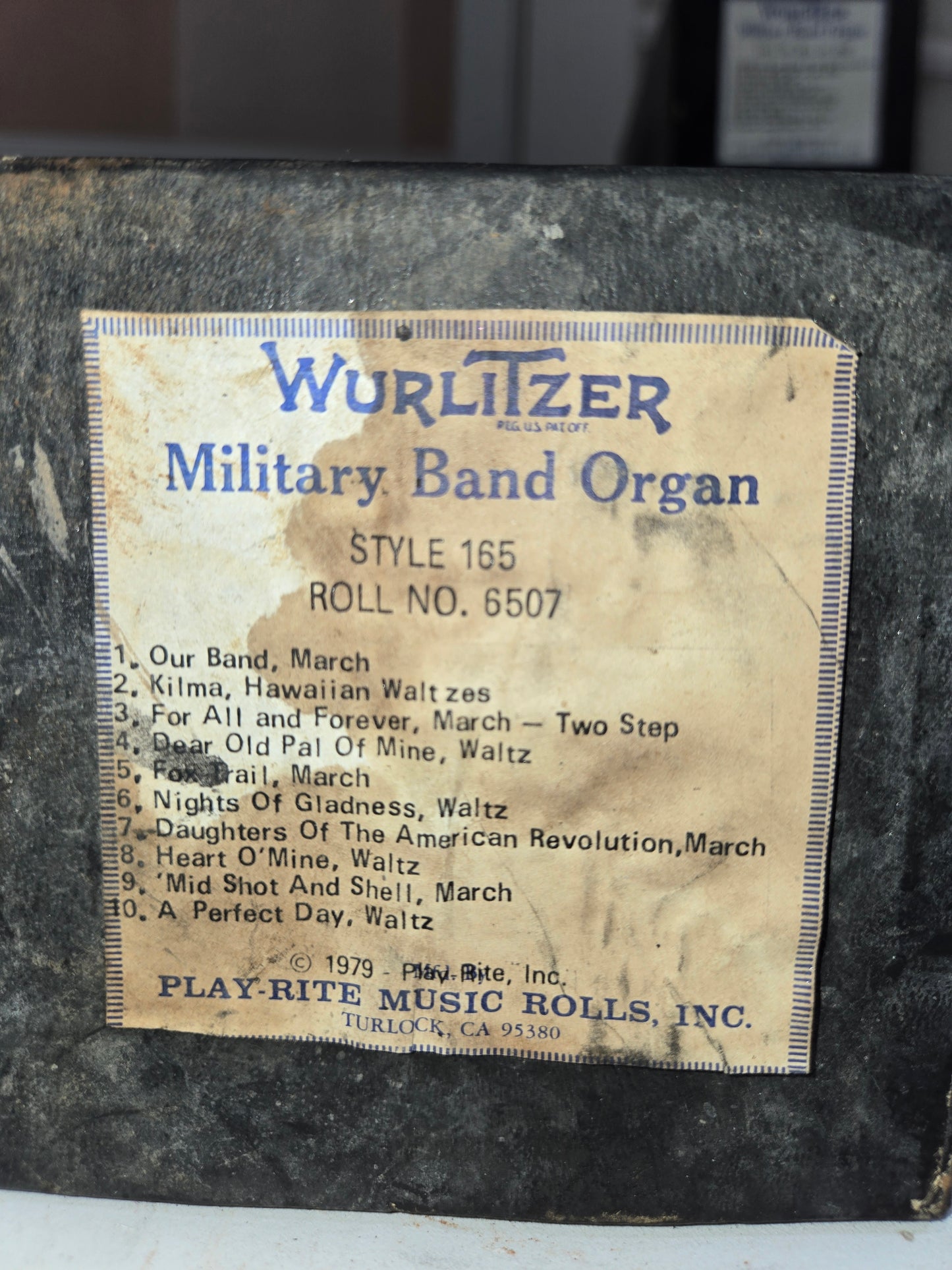 WURLITZER 165 BAND ORGAN ROLL #6507 March Waltz