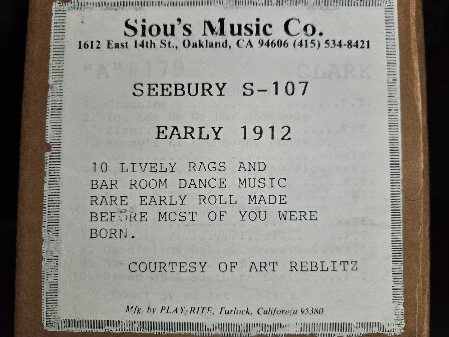 A-Roll A-S-107 RECUT Nickelodeon Roll Seebury Early 1912