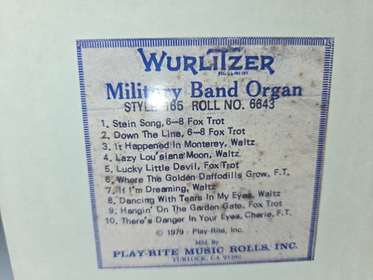 WURLITZER 165 BAND ORGAN ROLL #6643 Fox Trots Waltz