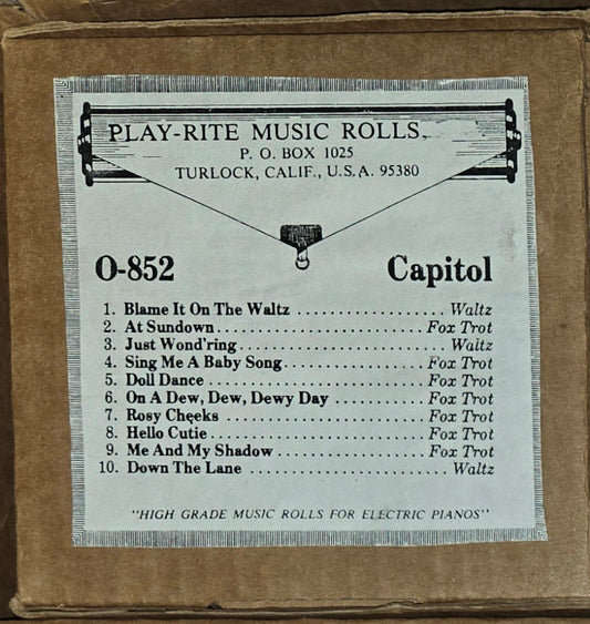 O-Roll O-852 Recut Nickelodeon Orchestrion Roll  Fox Trots Capitol