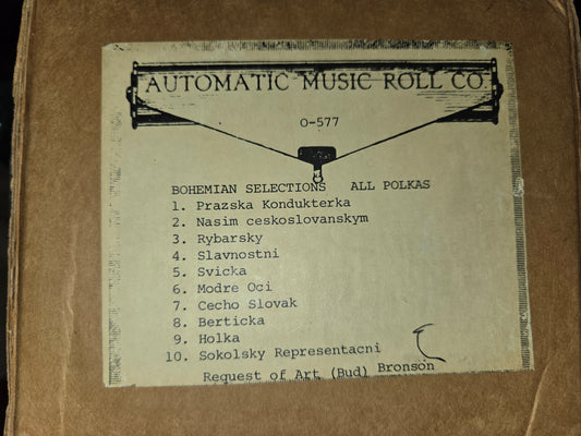 O-Roll O-577 Recut Nickelodeon Orchestrion Roll Bohemian Selections