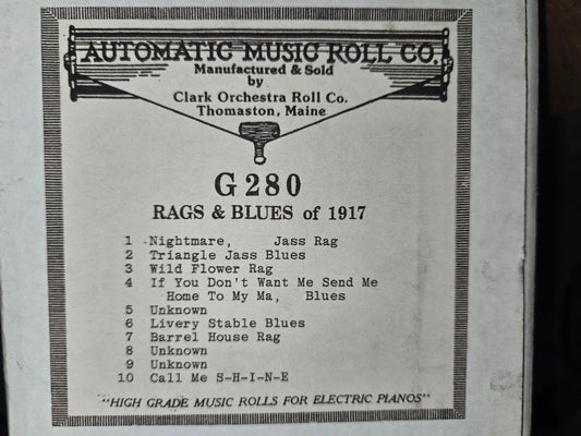 G-Roll G-280 RECUT Nickelodeon Roll Rags & Blues of 1917