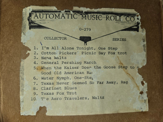 O-Roll O-279 Recut Nickelodeon Orchestrion Roll Collector Series