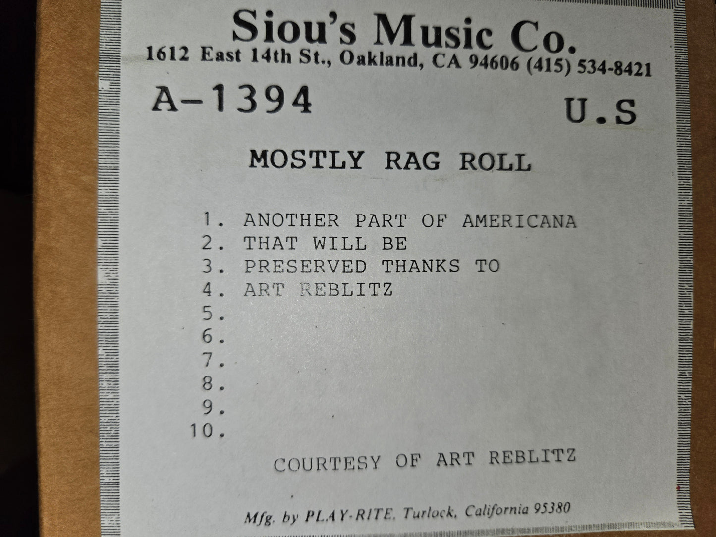 A-Roll A-1394 RECUT Nickelodeon Roll Mostly Rag Roll