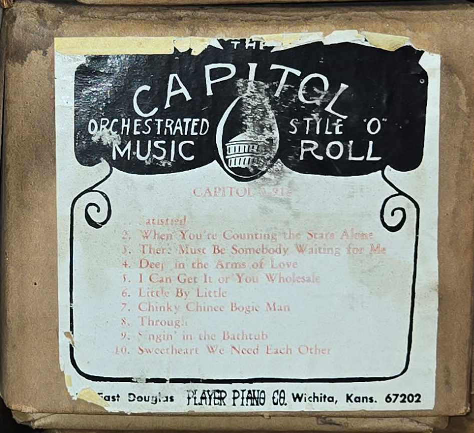 O-Roll O-916 Recut Nickelodeon Orchestrion Roll Capitol