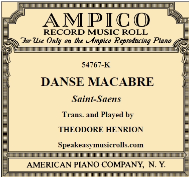 Ampico Roll 54767-K Danse Macabre Player Piano Roll - 2026 Recut