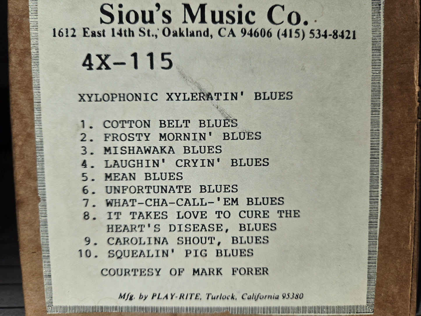 4X-Roll 4X-115 RECUT Nickelodeon Roll Xylophonic Xyleratin Blues