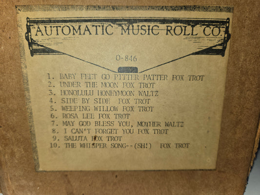 O-Roll O-846 Recut Nickelodeon Orchestrion Roll  Fox Trots