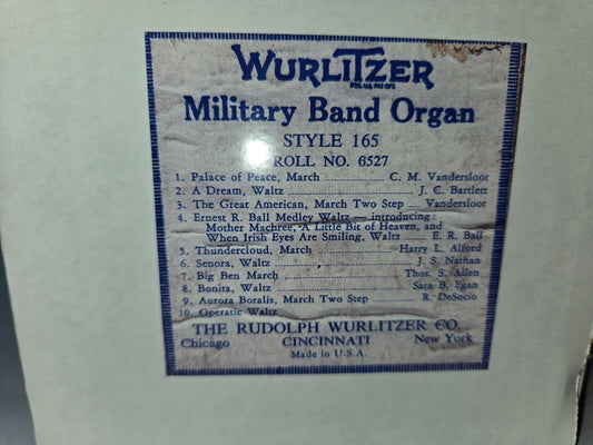 WURLITZER 165 BAND ORGAN ROLL #6527 Palace of Peace A Dream