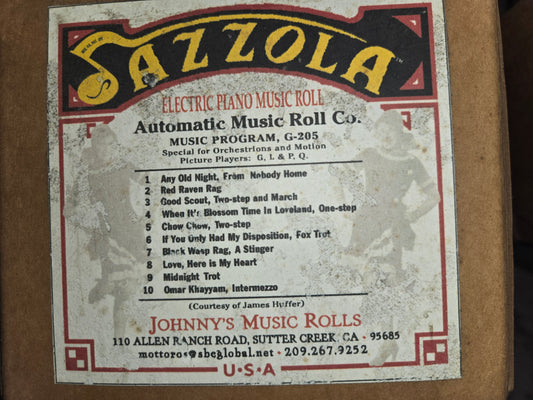 G-Roll G-205 RECUT Nickelodeon Roll Special for Orchestrions Jazzola