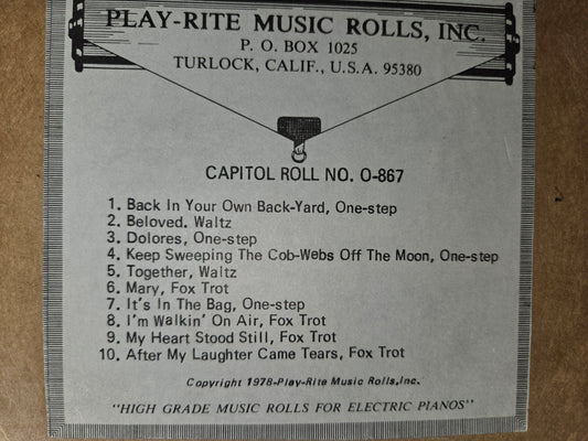 O-Roll O-867 Recut Nickelodeon Orchestrion Roll  Fox Trot One-Step