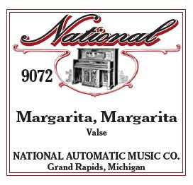 National Automatic Piano Roll - 9072 Margarita, Margarita - Valse Mexican