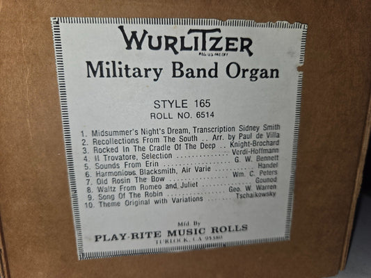 WURLITZER 165 BAND ORGAN ROLL #6514 Classical