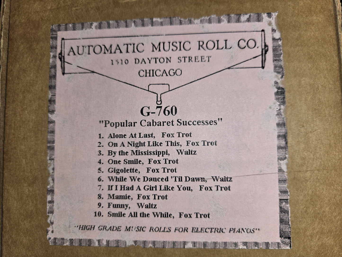 G-Roll G-760 RECUT Nickelodeon Roll Popular Cabaret Successes